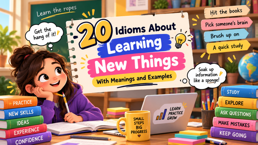 20 idioms about learning new things with meanings and examples for English students
