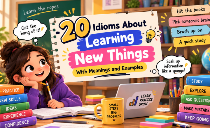20 idioms about learning new things with meanings and examples for English students