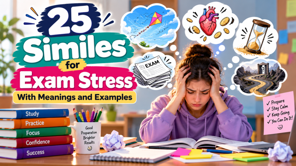 25 similes for exam stress and nervousness with meanings and examples